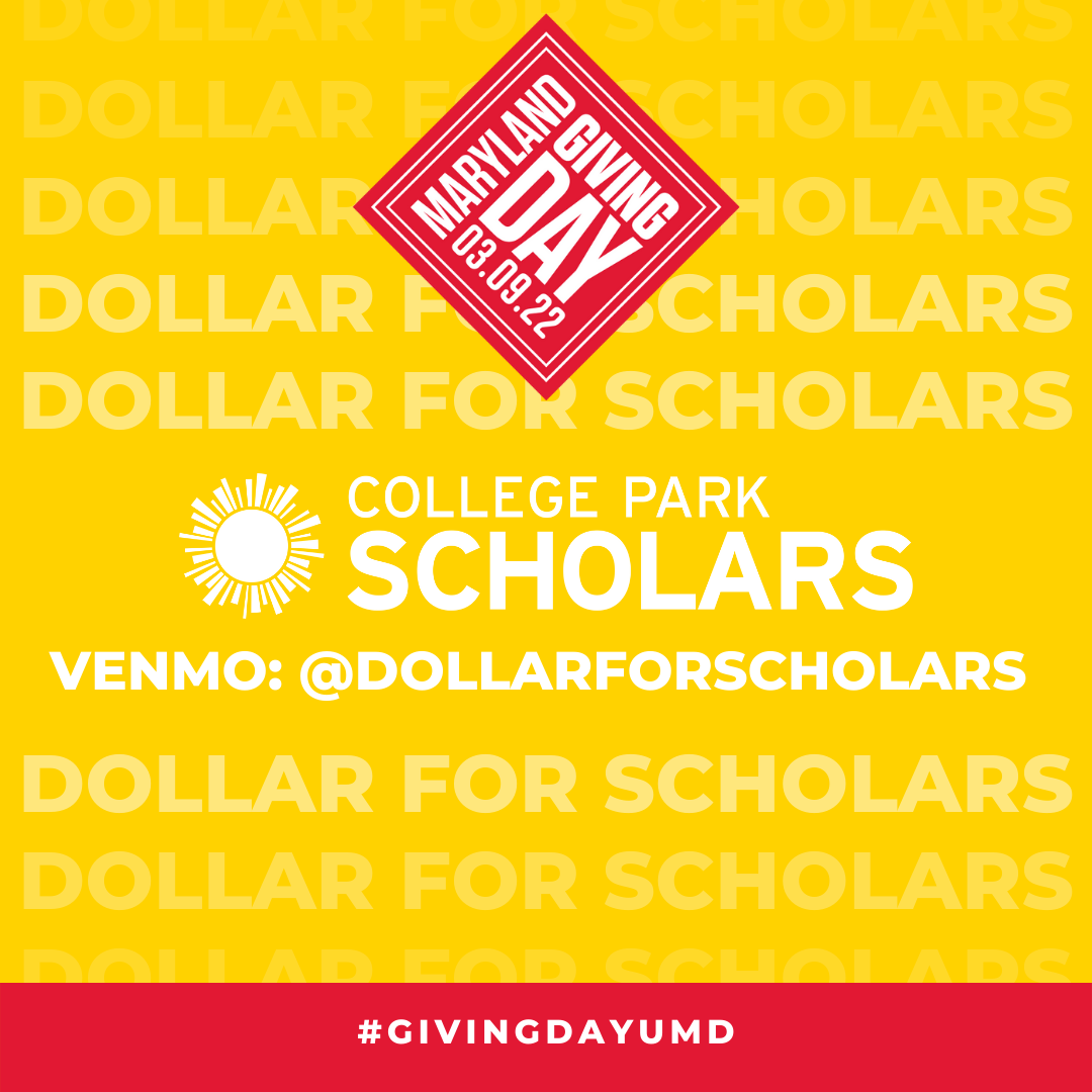 Giving Day graphic with yellow background advertising Dollar for Scholars