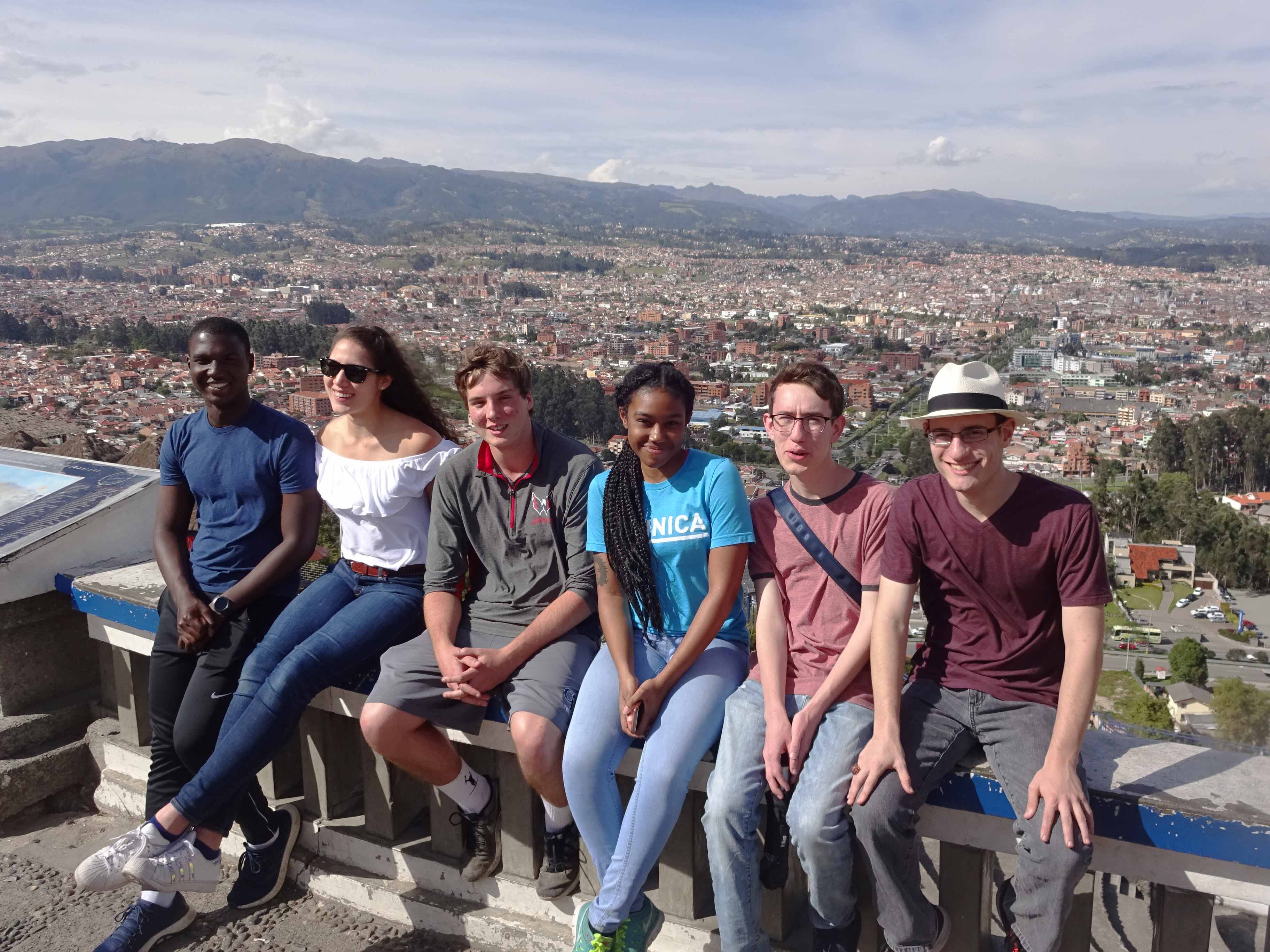 Students pose for a photo in Ecuador