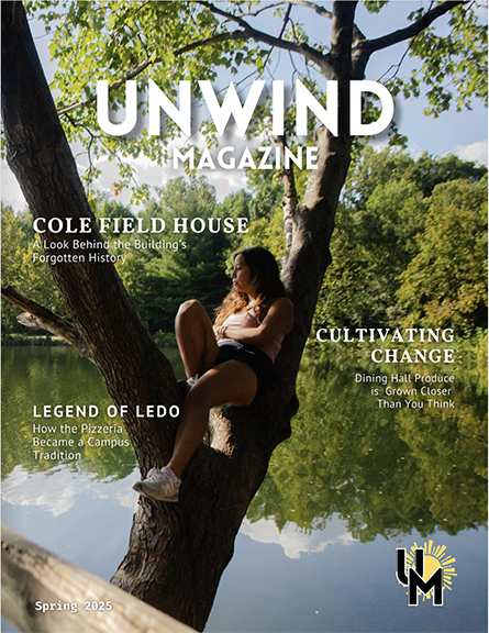 girl sitting in tree under white unwind magazine header text