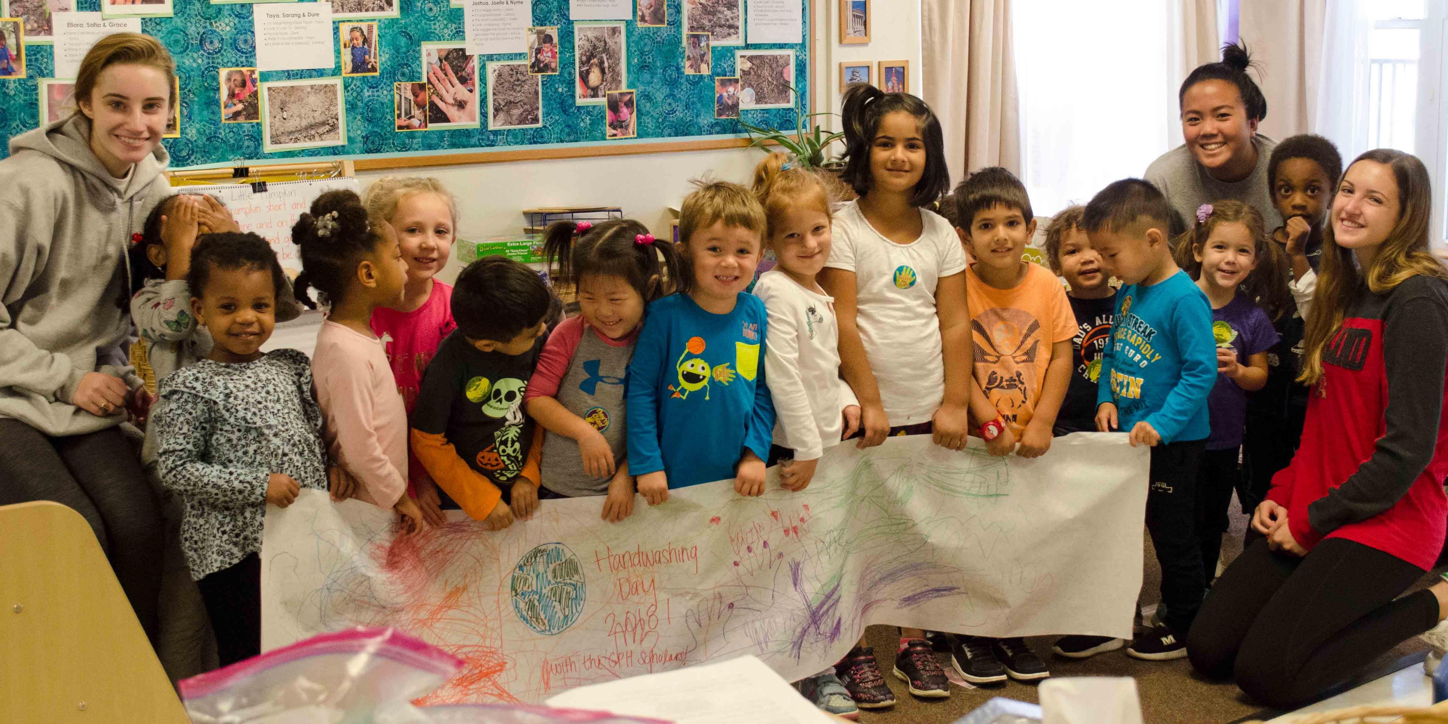 Preschoolers and GPH Scholars on Global Handwashing Day