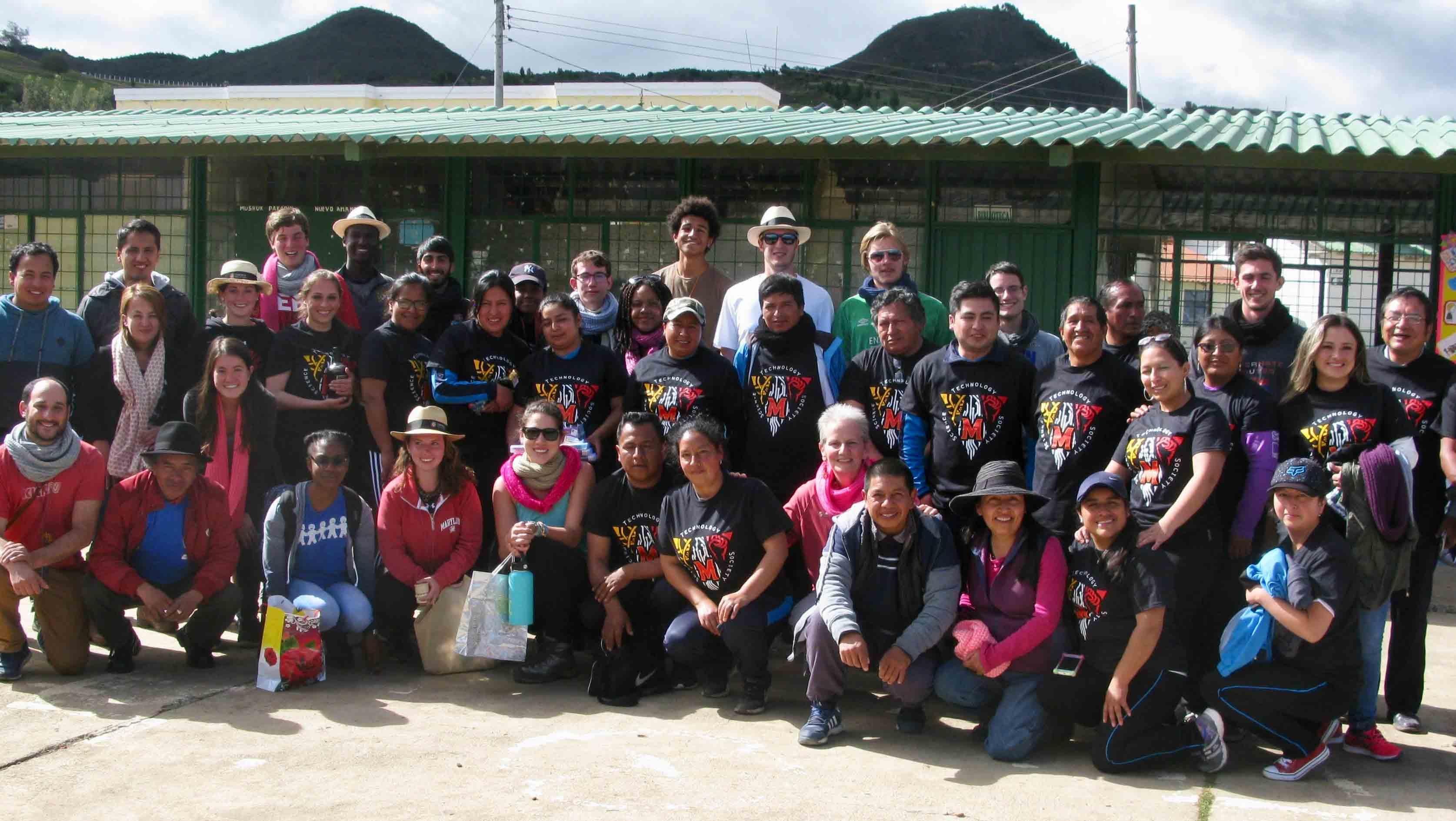 Ecuador study-abroad group with teachers from rural community schools