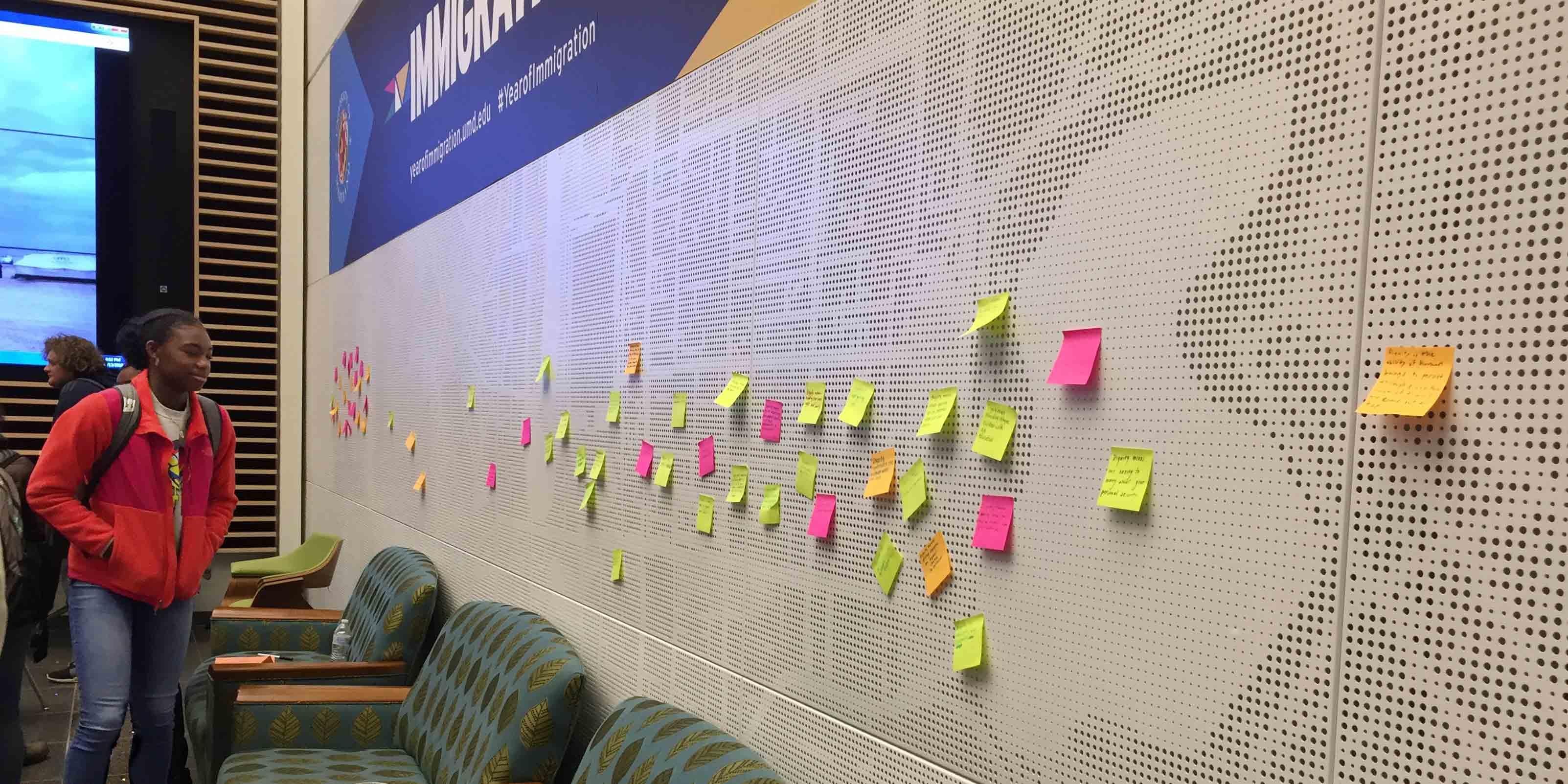 Post-it notes on a white board