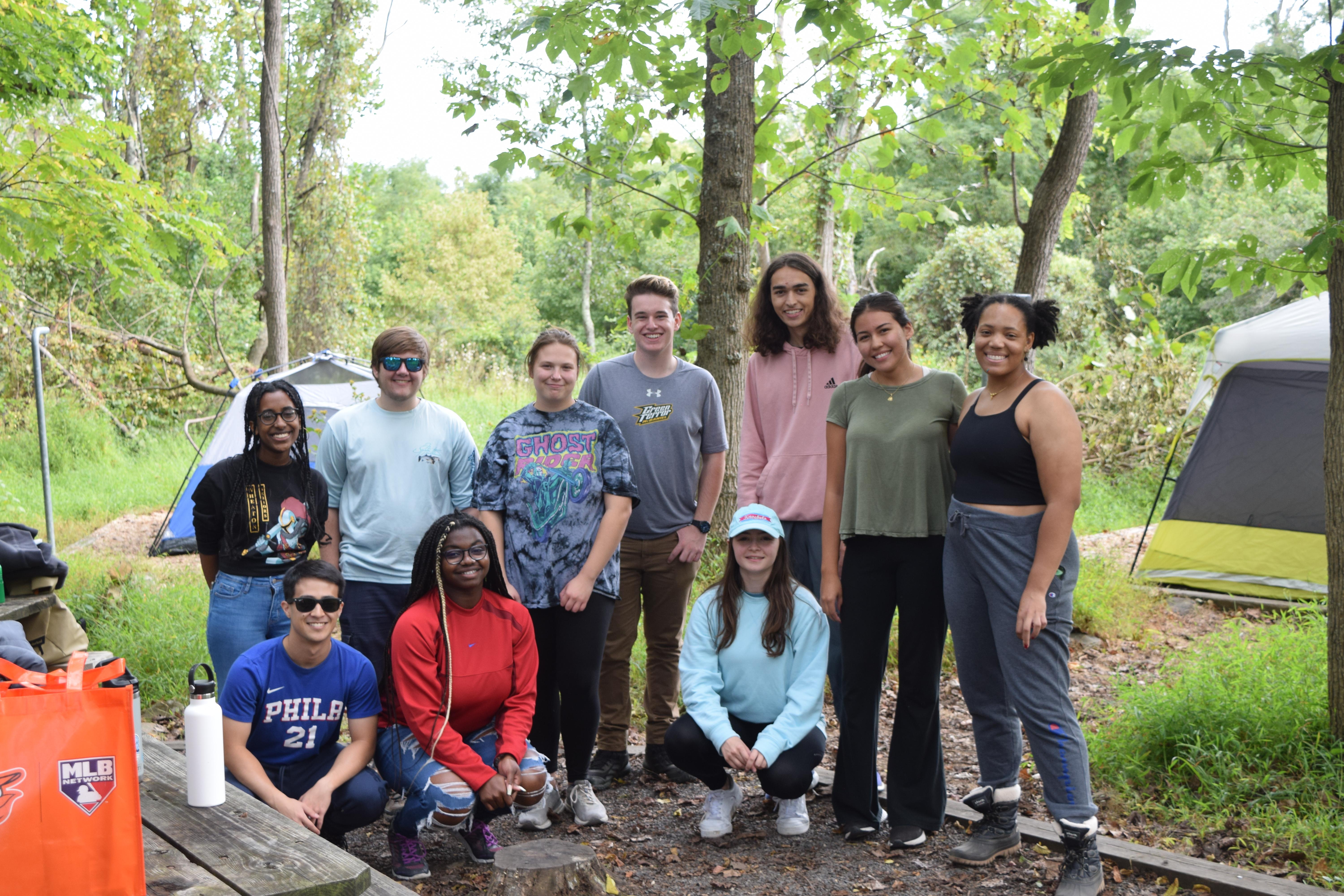 group of students at campground