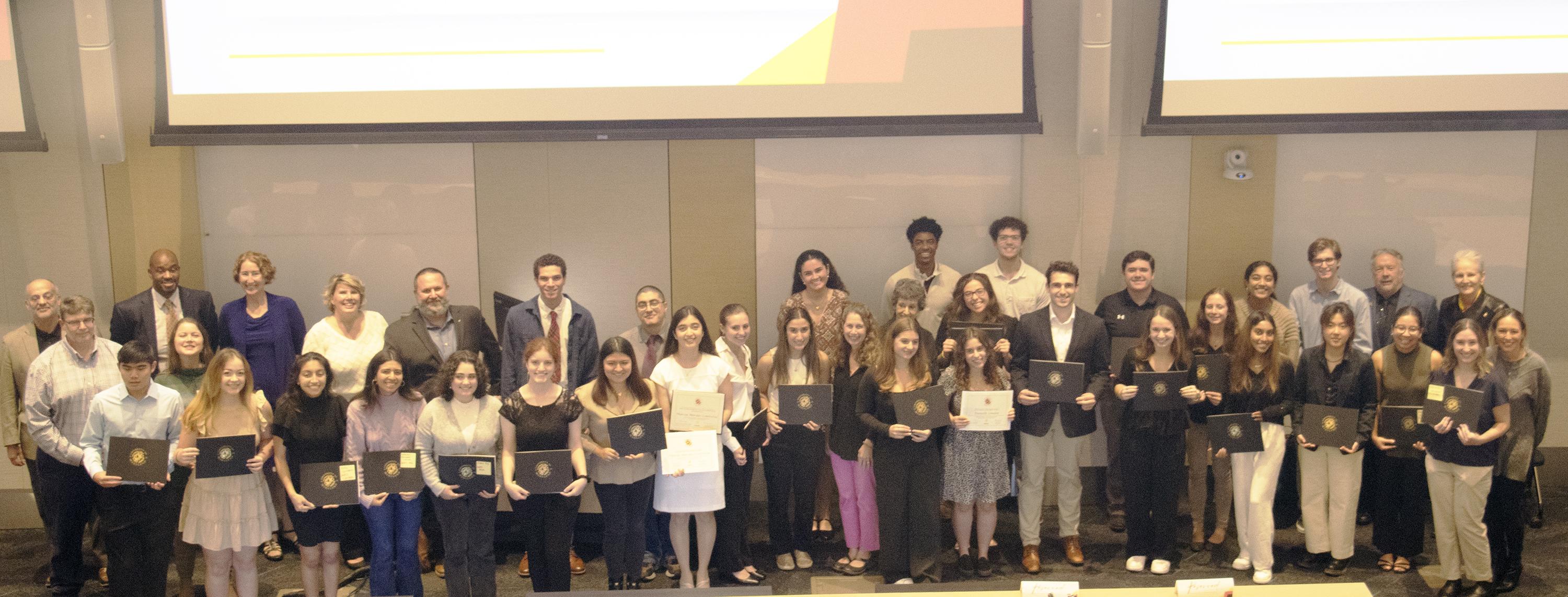 overhead photo of award winners